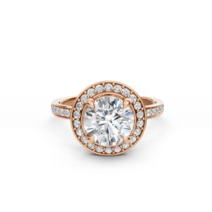 Upturned Dome Bezel Halo Diamond Ring - R00110