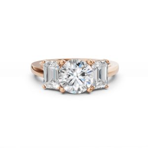 Lauren Three stone Side Emerald Lab Diamond Ring - R00246