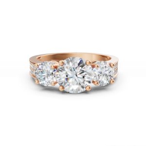 Desdemona Round Three Stone Lab Diamond Ring - R00255