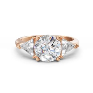 Caroline Three Stone Side Trillion Lab Diamond Ring - R00257