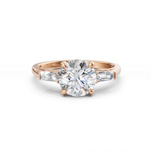 Madison Three Stone Side Baguette Lab Diamond Ring - R00261