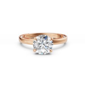 Gold Edith Diamond Studded Petite Solitaire Diamond Ring - R00223
