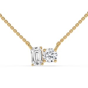 Soulshine Two Stone Emerald and Round Diamond Fashion Necklace