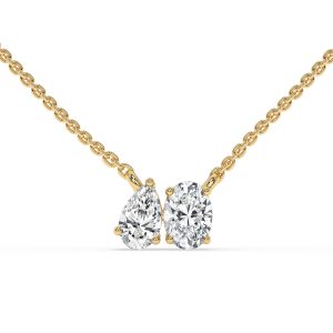 Sweetheart Spark Two Stone Pear and Oval Diamond Fashion Necklace