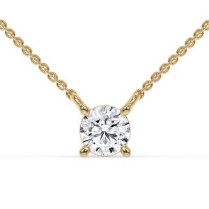 Lluvia Round Diamond Solitaire Necklace