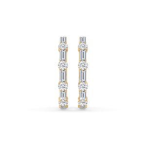 Olea Emerald and Round Diamond Hoop Earrings