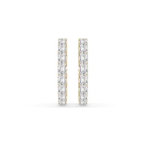 Willa Emerald & Round Diamond Hoop Earrings