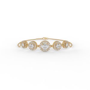 Lyna Five Stone Round Halo Fashion Bracelet